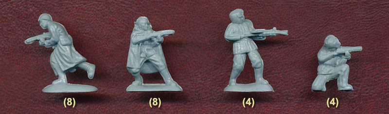 54MM 2 M.G 12 fig in 8 poses WWII Russian Assault Troops #32026 - by MARS 
